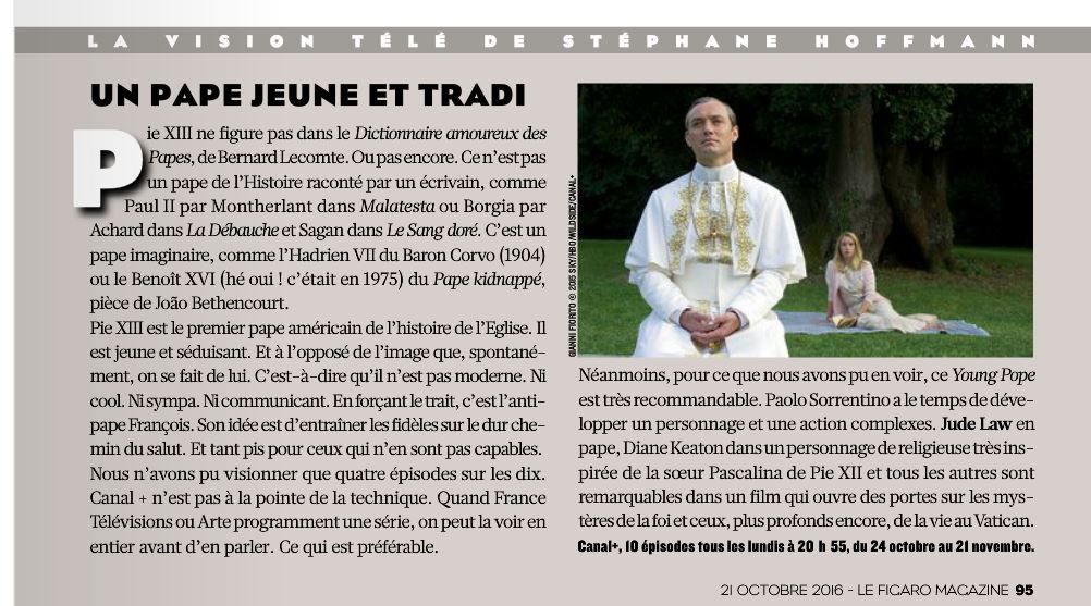 The Young Pope : critique du Figaro Magazine